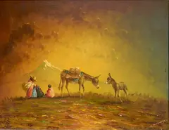 - Family in Landscape- by Hector Moncayo, oil on panel, offered Dec 2015