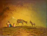 Hector Moncayo, - Family in Landscape-, oil on panel