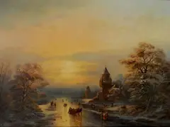 Herbert Duttler, - Bavarian Winter Scene-, oil on canvas