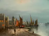 Ludwig Muninger, - Venitian Harbor-, oil on canvas