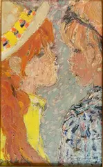 Hélène Girod de L'Ain, - ''Deux Profils''-, oil on canvas, ca. 1960