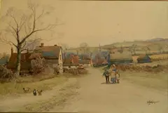 Will Anderson, - Figures on A Village Road-, watercolor on paper