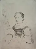 Edgar Degas, - ''Mille. Nathalie Walkonska'' (Delteil 71)-, etching, 1860-61, a later impression taken from the cancelled