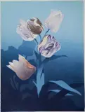 Oscar Droege, - ''Tulips''-, woodcut in colors, c. 1920-30