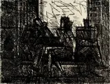 Marcel Gromaire, - Nude at Table by Window-, etching