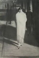 Alexander Oppler, - Figures on a Dark Street-, etching and aquatint, c. 1925