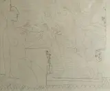 Pablo Picasso, - ''Modele Contemplant un Groupe Sculpte'' (Bloch 175)-, etching, 1933