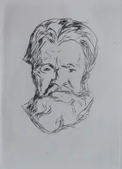 - ''Bildnisstudie''- by Edvard Munch, drypoint, as removed from a book, offered Dec 2015