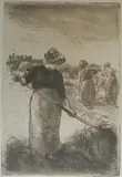 Camille Pissarro, - ''La Faneuse'' (Delteil 94)-, etching, 1890. 7 11/16 x 5 1/4''
