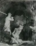 Rembrandt, - ''Beheading of John The Baptist'' (Bartsch 92)-, etching, 1640