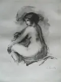 Pierre-Auguste Renoir, - ''Etude De Femme Nue, Assise'' (Delteil 42)-