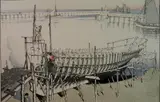 John E. Platt, - ''Building the Trawler''-, woodcut in colors, 1929
