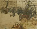 Tavik F Simon, - ''Bird Sellers Market, Paris'' (Novak 388)- color soft ground
