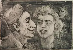 Xavier J. Barile, - ''Sailor & Girl'' (Pueblo, Colorado)-, monotype, 1945, initialed in