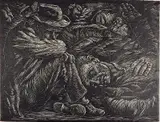 Albert Abramovitz, - ''The Flophouse''- wood, engraving