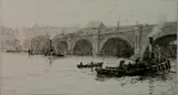 William Lionel Wyllie, - ''Old Waterloo Bridge from the South Bank''-, drypoint