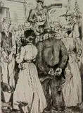 Peggy Bacon, - ''Auction'' (Flint 52)-