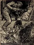 Albert Abramovitz, - ''Drilling''- wood, engraving