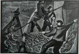 Bernard Brussel-Smith, - ''Mackerel Seining''- wood, engraving, 1948