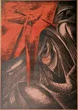 Letterio Calapai, - ''Why Hast Thou Forsaken Me?''-, woodcut in colors on rose colored paper, c. 1955