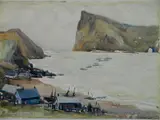 Kae Dorn Cass, - ''Perce Quebec Off Sea Fog''-, watercolor on paper, ca. 1928