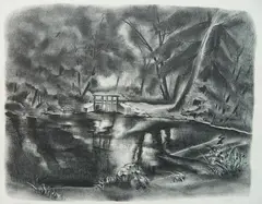 Minetta Good, - ''Swimming Hole''-, lithograph, 1939