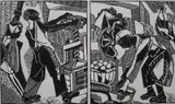 Helen West Heller, - ''Cider Press''-, woodcut diptych, 1939