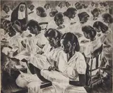 Irwin D. Hoffman, - ''Lace Makers''-, etching
