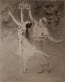 Troy Kinney, - ''Pavlowa and Volinin in Amarilla''-, drypoint, c. 1915
