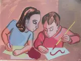 Joseph Leboit, - ''Curiosity''-, silkscreen in colors, ca. 1935