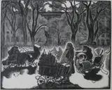 Barbara Latham, - ''In the Park''- wood, engraving, c. 1939