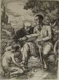 Charles Wheeler Locke, - ''The Shoeshine''-, etching, initialed and