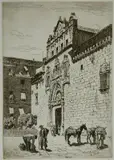 Lionel Lindsay, - ''Santa Cruz, Toledo''-, etching, 1946