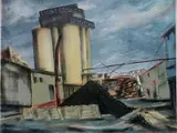 Beatrice Mandelman, - ''Coal Yard''-, lithograph in colors, ca. 1938
