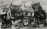 Beatrice Mandelman, - ''Portrait of Two Houses''-, lithograph,, ca. 1937-39