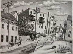Anne Steele Marsh, - ''Back Street''-, lithograph