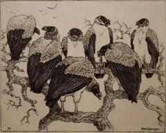 Benson B Moore, - ''King Vultures''-, etching