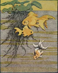 - ''Goldfish II''- by Elizabeth Norton, woodcut in colors, 1924, offered Dec 2015
