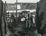 Salvatore Pinto, - ''Beach Scene''- wood, engraving