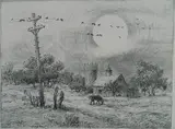 Charles B. Rogers, - ''Birds on the Moon''-, lithograph, c. 1940's
