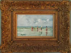 Ray G. Ellis, Seaside Pleasures, Oil on Canvas Board