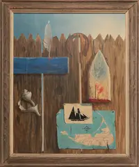 John Sharp, Nantucket Remnants, Oil on Masonite