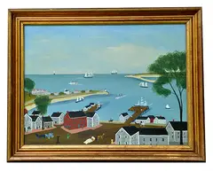 Harbor Scene by Charlie Munro, Mixed Media on Masonite, offered Jul 2015