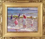 Wading in the Waves by Brian A. Becken, Oil on Canvas, offered Jul 2015