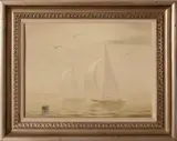 Gerald Taber, Foggy Day Sailing, Oil on Board