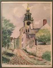 Anne H. Mellin, Old South Tower, Stone Alley – Nantucket, Watercolor