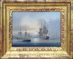 On the Hudson River by Tim Thompson, Oil on Canvas, offered Aug 2015