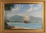 Rodney Charman, First Whaleships to Enter the Hawaiian Islands ~ 1819, 1819, Oil on Canvas
