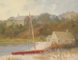 Helen Sharp Potter, Quidnet Beach Cottage, Oil on Canvas