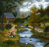 Jan Munro, Autumn ~ Mountain Cider Press, Upstate NY, Mixed Media on Rag Paper